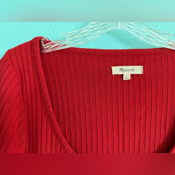 Madewell Ribbed Cardigan Cropped Tee, Scarlet - Picture 3 of 5